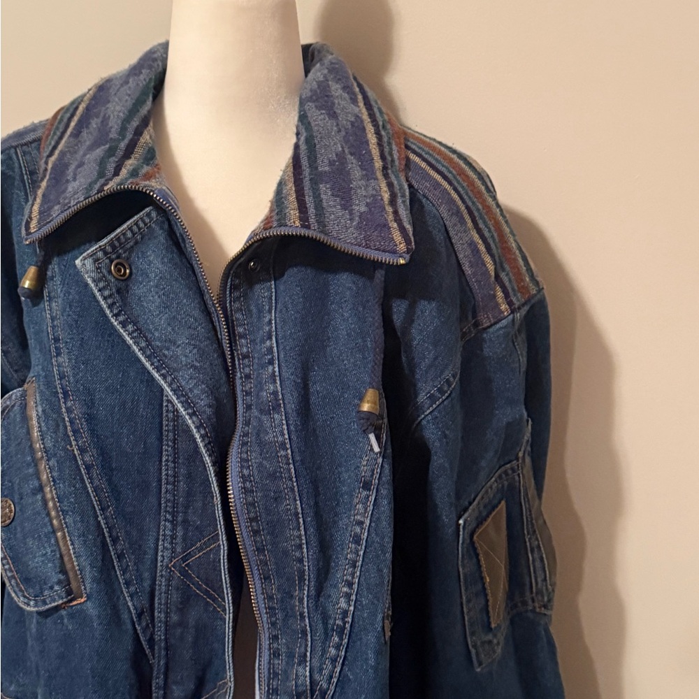 Vintage Current Seen Men’s Western Aztec Irreversible Denim Coat - Picture 7 of 12